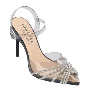Journee Women's Eleora Lucite Rhinestone Stiletto Heels Black Size 10
